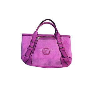 Juicy Couture Pink Velour Leather Trim Tote Handbag
